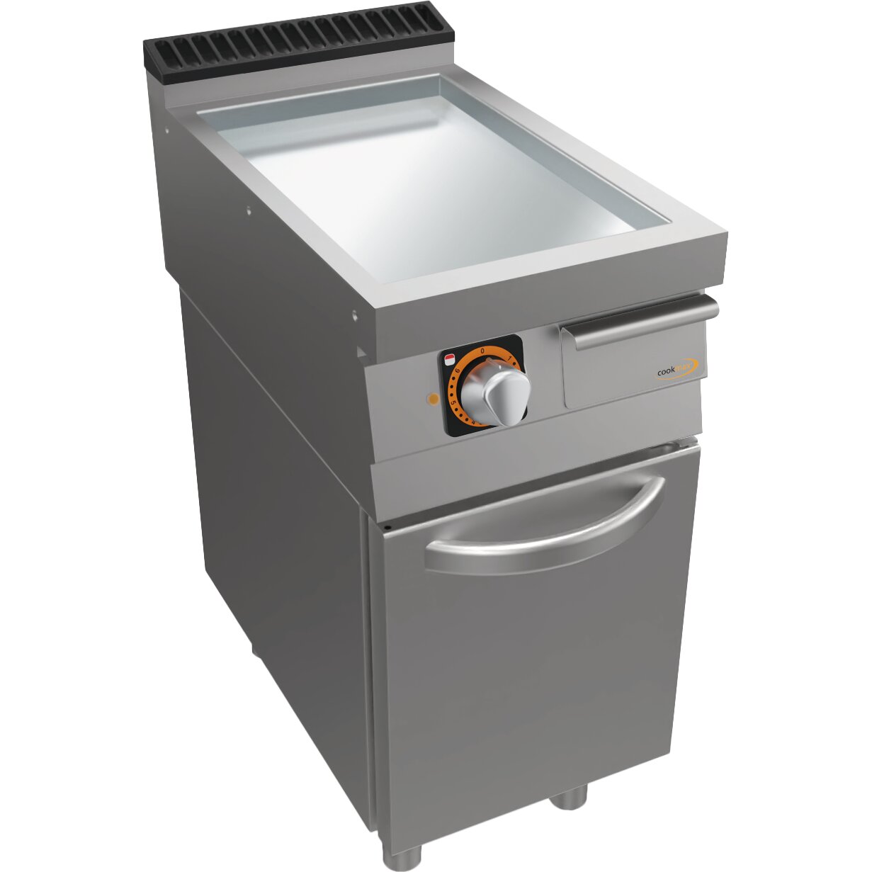 Elektro-Grillplatte, glatt, verchromt, mit Unterbau mit Tür